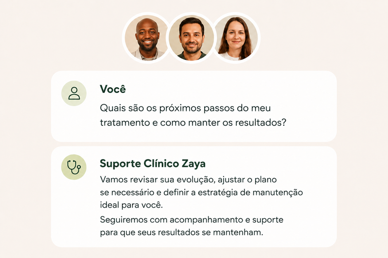Suporte clínico Zaya no WhatsApp